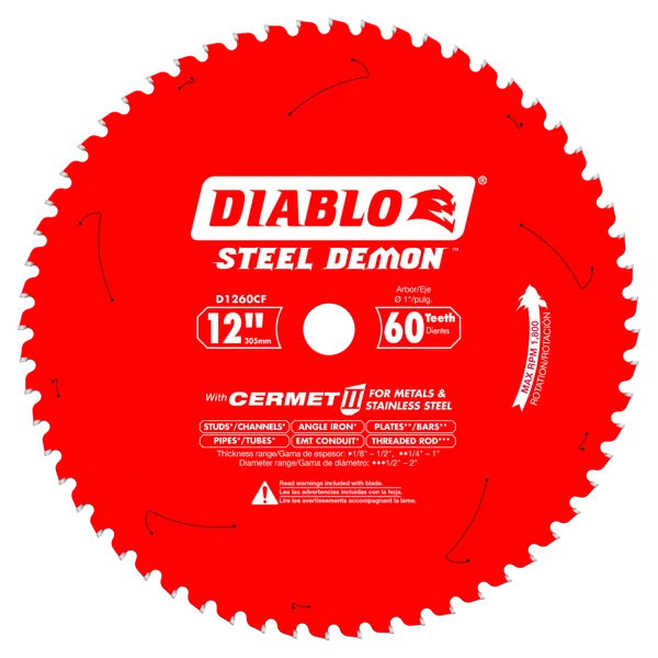 12 in. x 60 Tooth Steel Demon Metal Cutting Saw Blade for 1800 Max. RPM Saw