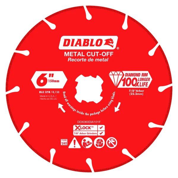 6 in. Diamond Rimmed Disc for Metal Cutting for X-Lock and All Grinders