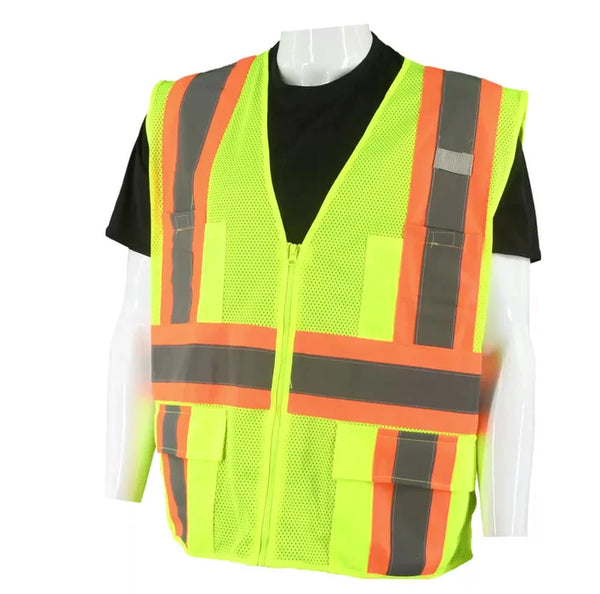Clearview Class II Hi-Visibility Yellow mesh safety vest, zipper